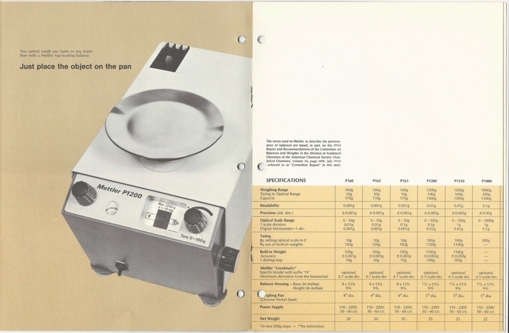 Mettler Instrument Corp. 1970s Top-Loading Balances Science Scale Brochure
