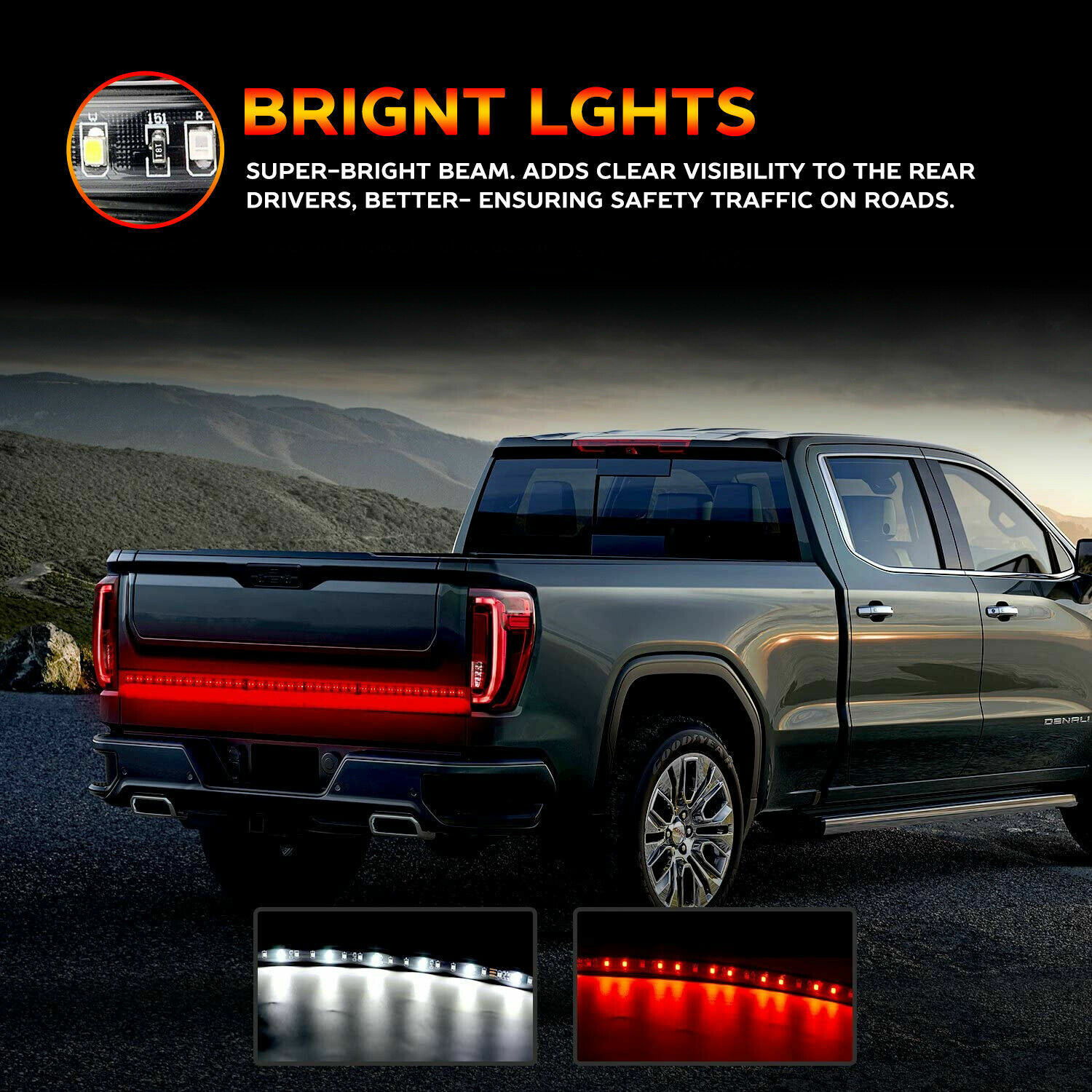 60" LED STRIP TAILGATE LIGHT BAR REVERSE BRAKE SIGNAL FOR CHEVY FORD DODGE TRUCK