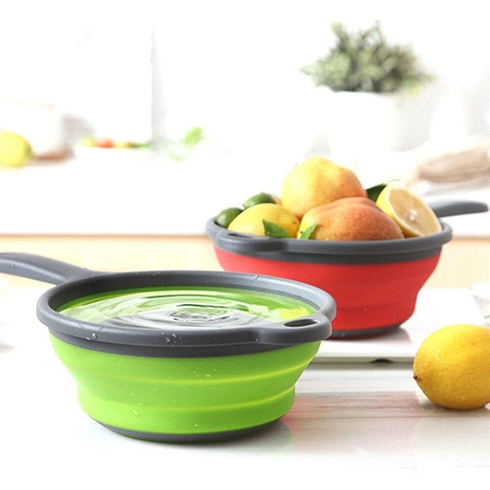 Foldable Space-Saving Silicone Colander Strainer Colander Dish Drainer Draini...