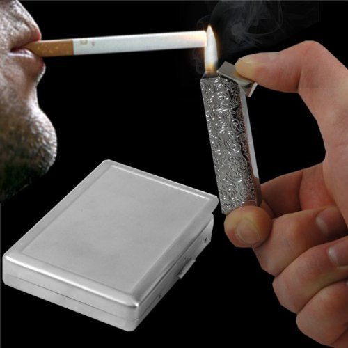 Outer Space D1 Cigarette Case with Built in Lighter Metal Wallet SP