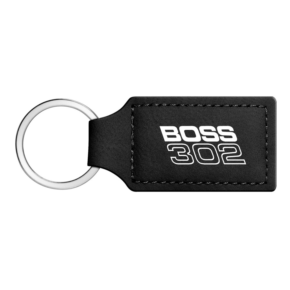 Ford Mustang Boss 302 Rectangular Black Leather Key Chain