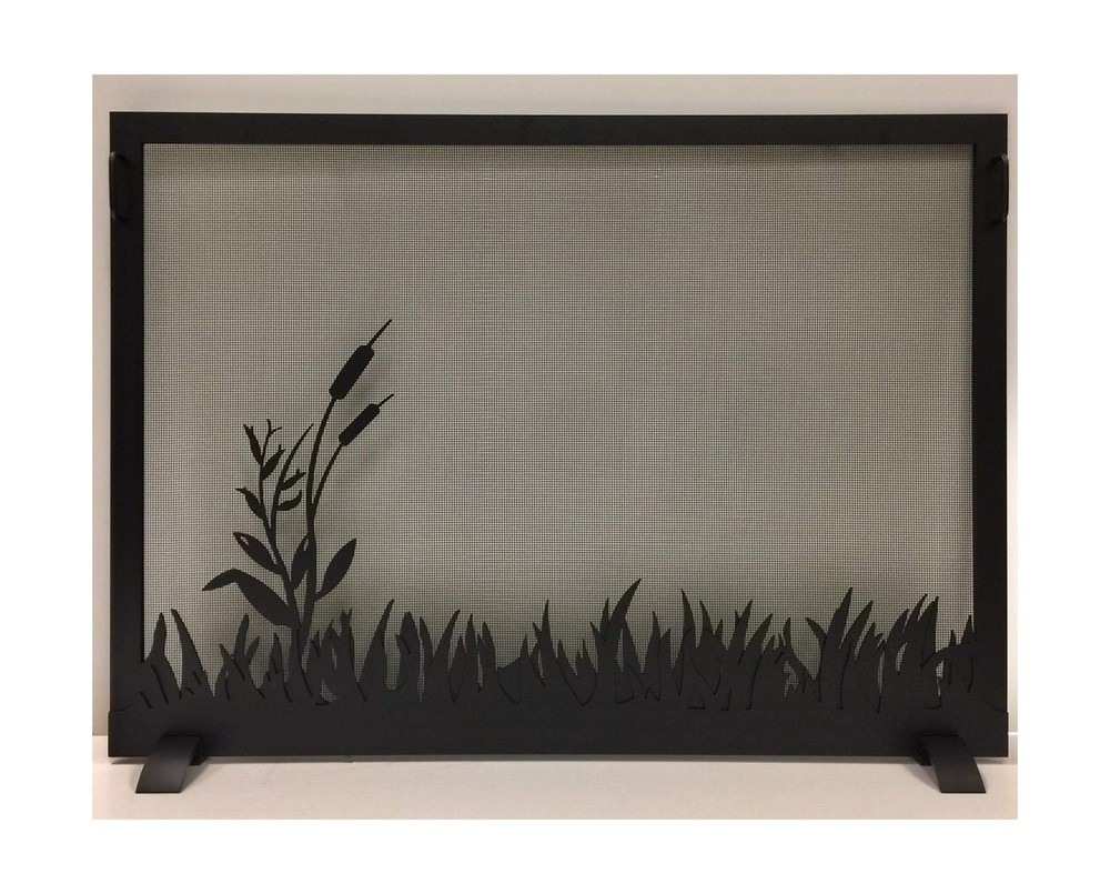 Fireplace Screen Pond Design (Textured Black, Large)