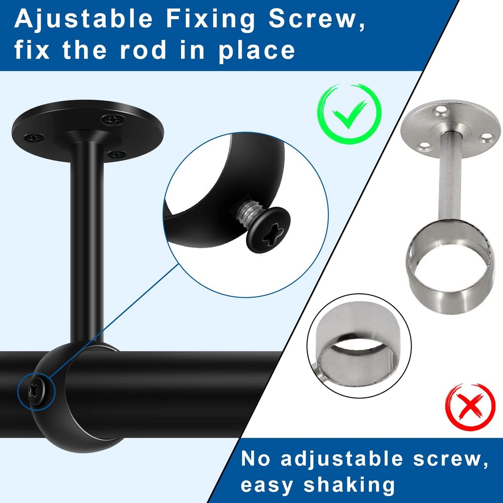 TOKPLNU Ceiling Curtain Rod Bracket, 4 Pack Black 4 Pack,