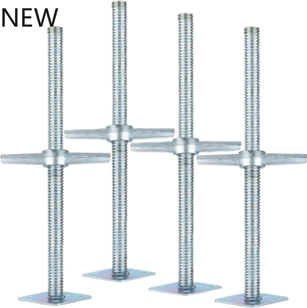 Scaffold 24" Adjustable Leveling Galvanized Screw Jack with Base Plate, 4 Pack..