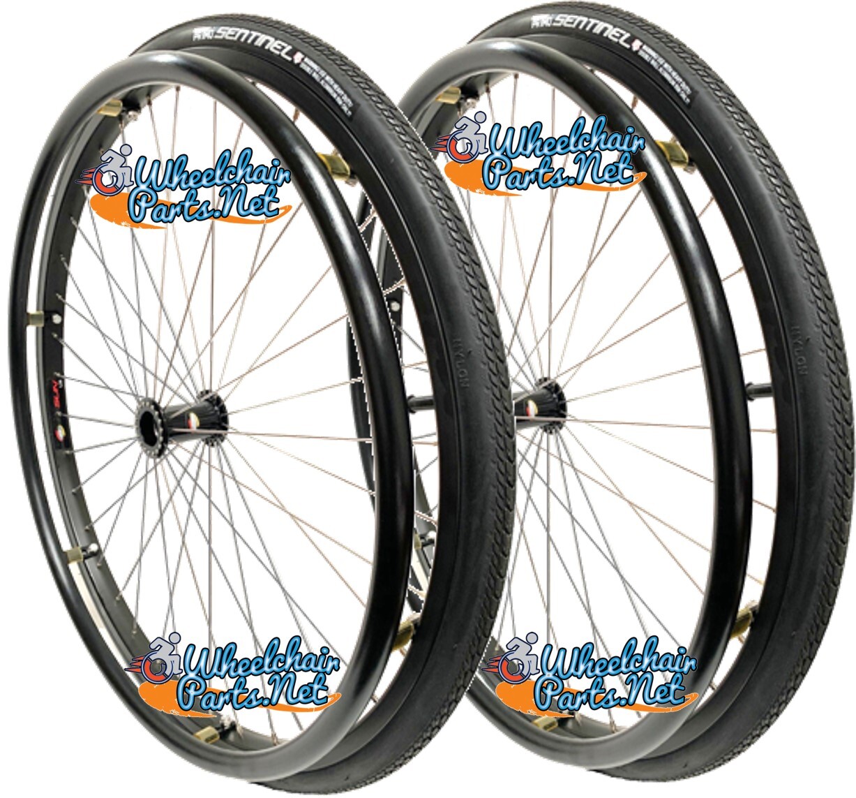 24" (540) 36 Spoke Wheelchair Wheel With Aluminum Pushrim With Tire Options