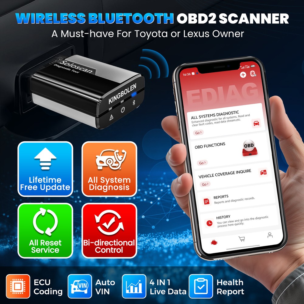 Kingbolen Soloscan For Landrover Scanner OBD2 Car Diagnostic ECU Coding Tool