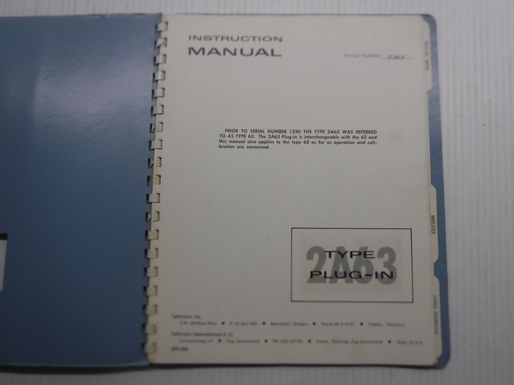 Tektronix 2A63 Type Plug-In Manual 070-266