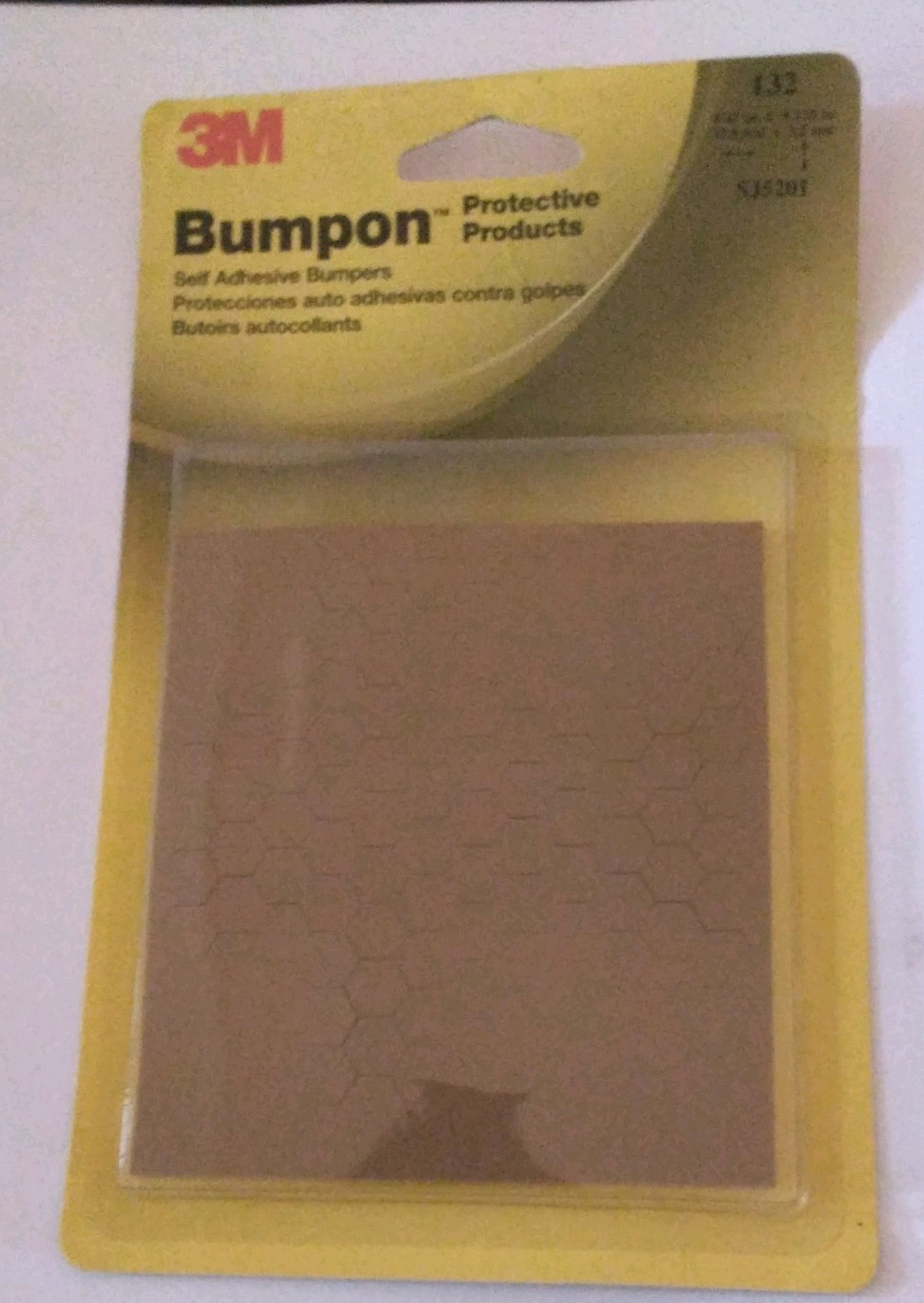 SELF ADHESIVE BUMPERS, BROWN, 132 PCS,  0.43"  x  0.125" HEXAGON,  3M#SJ4021