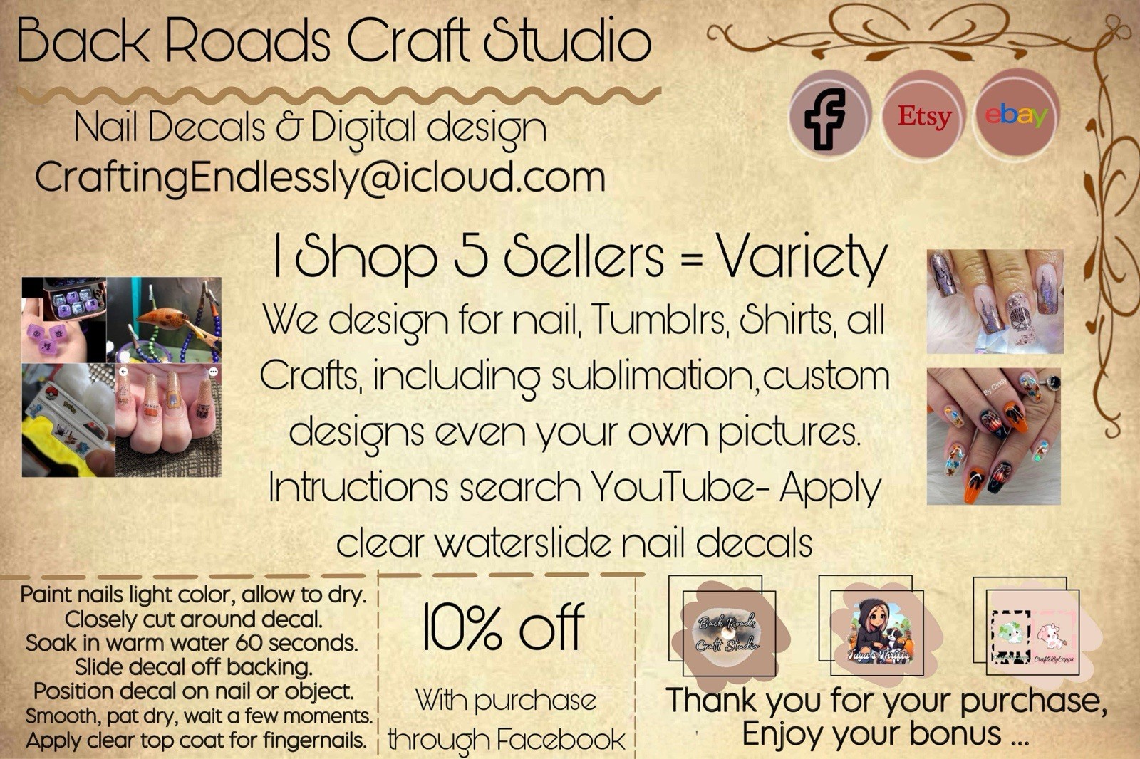 Notre Dame Waterslide Finger Nail Decals Set Of 50 Ins Bonus Inc.