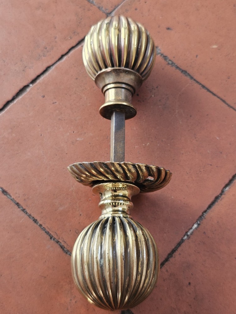 Antique original segment brass rim lock handles/ door knobs