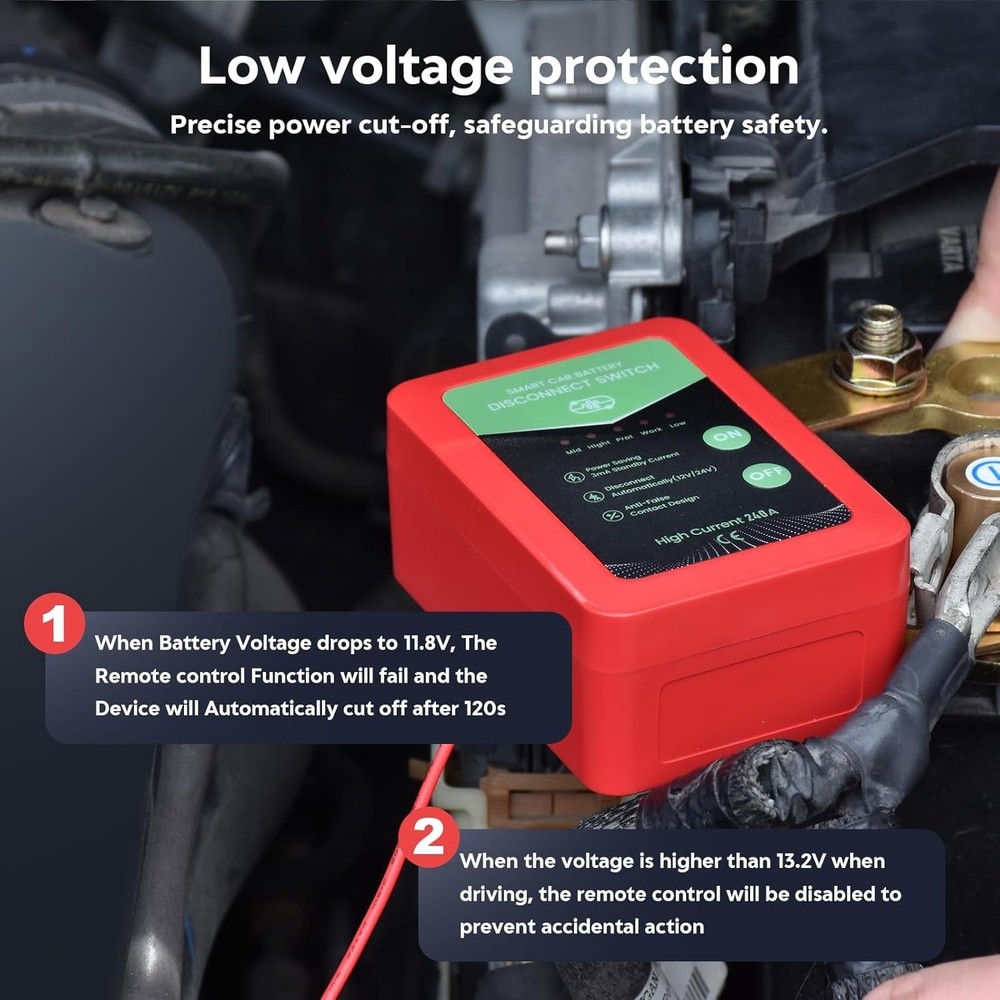 Kill Switch for Car - 12V Remote Battery Disconnect Switch Smart Voltage Car ...
