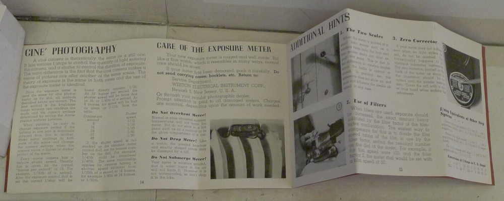 Weston Master II Model 735 Exposure Meter Original Operating Instructions Manual