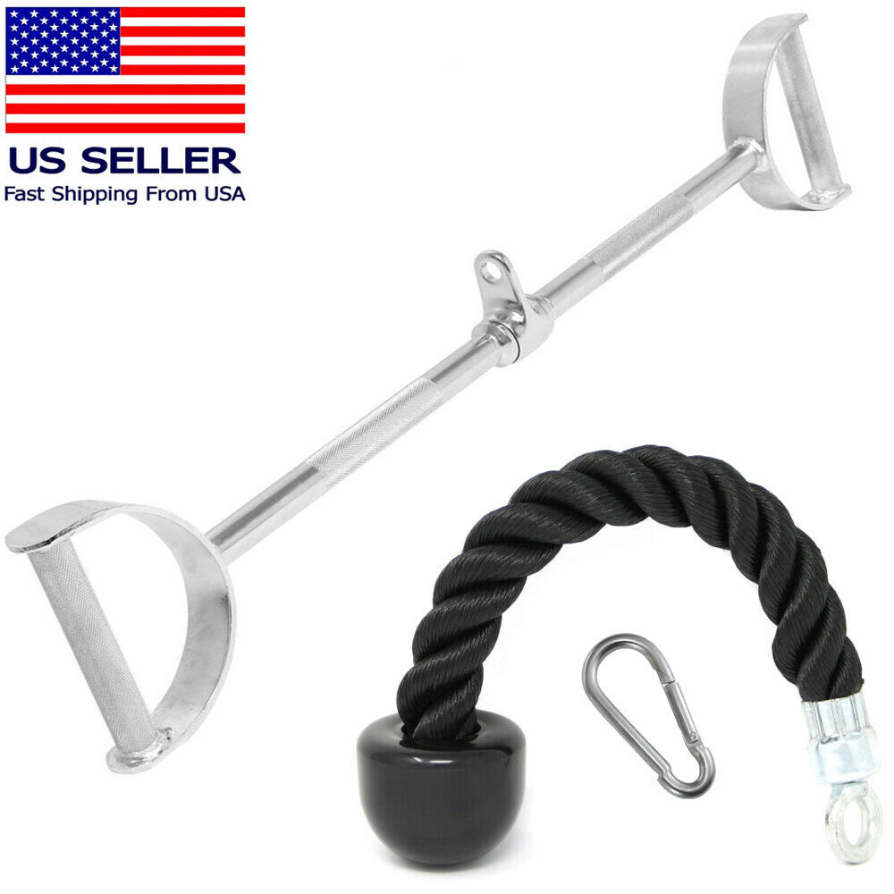 Home Gym Cable Attachment Handle Machine Strength Exercise Chrome Press Down LAT
