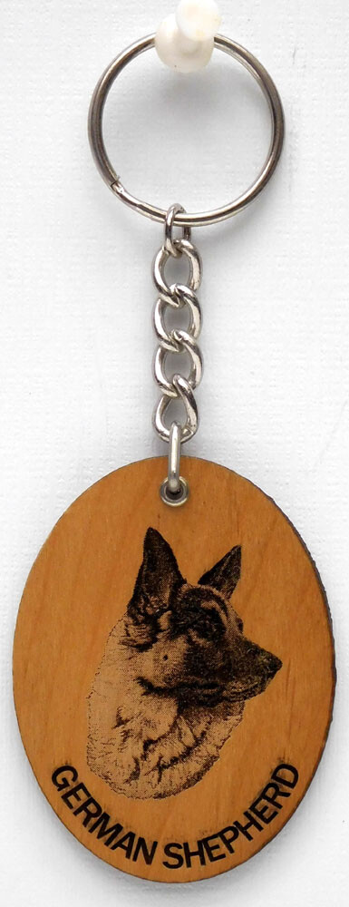 GERMAN SHEPHERD WOODEN KEY CHAIN