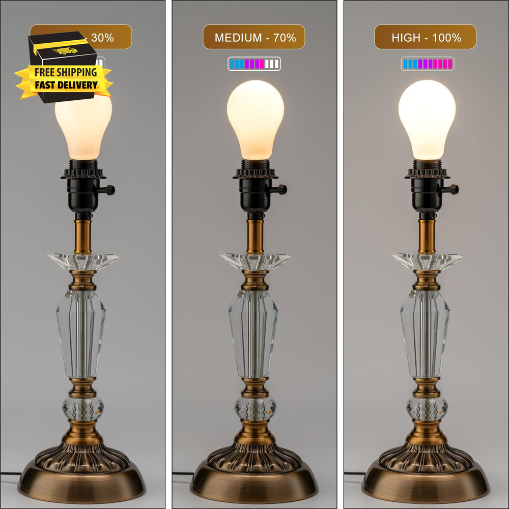 3 Way Light Socket with Lamp Shade Ring, E26 Lamp Socket Replacement with Switch