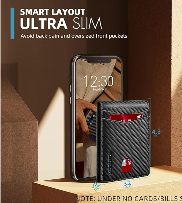 Slim Leather Wallet for Men W/ 11 Card Slots RFID Blocking Bifold Minimalist