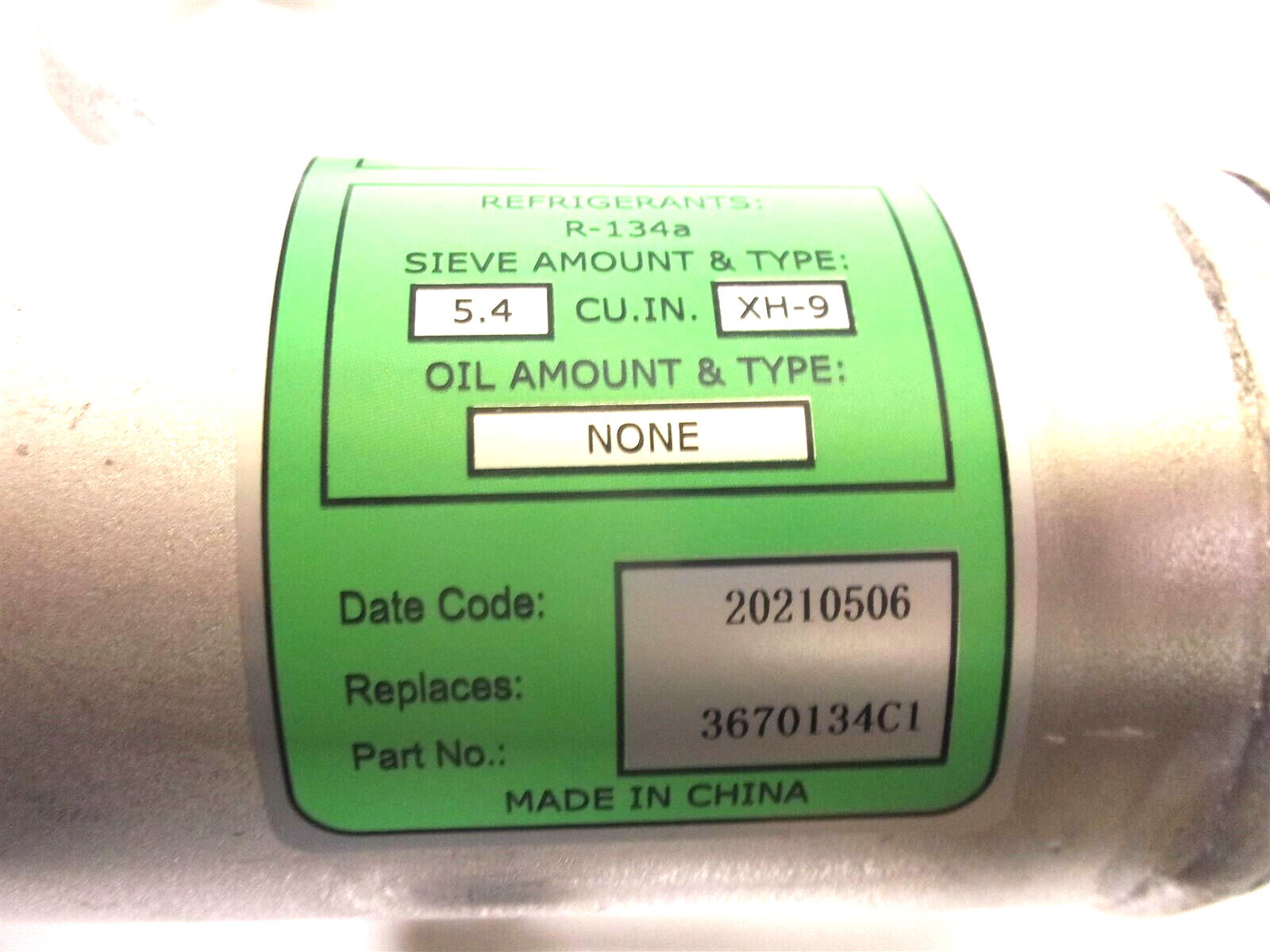 3670134C1 OEM INTERNATIONAL A/C RECEIVER DRIER R-134a PROSTAR WORKSTAR TERRASTAR