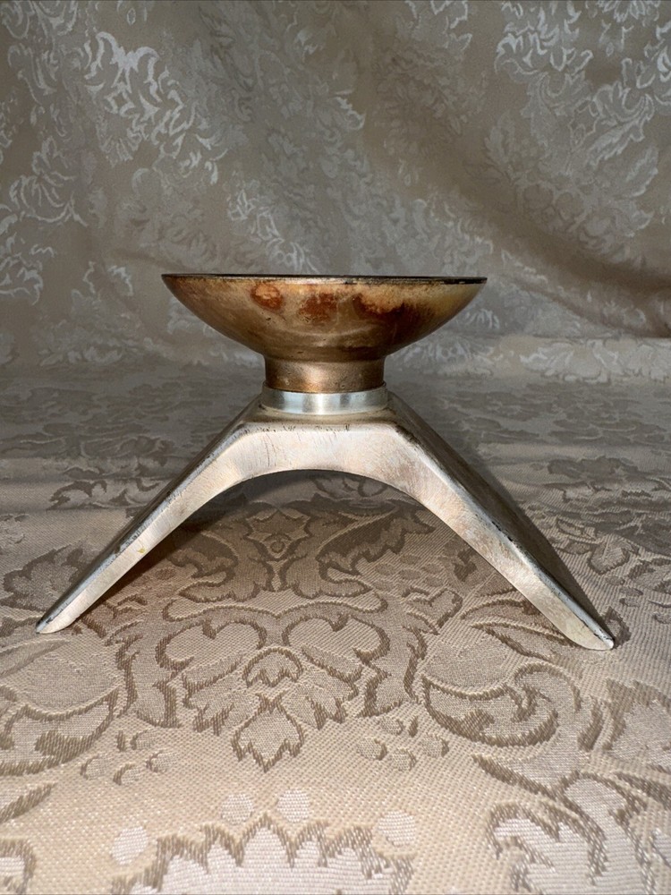 1960s WMF IKORA Silver Plate E.P. Brass Candle Holders Germany 3" #4847