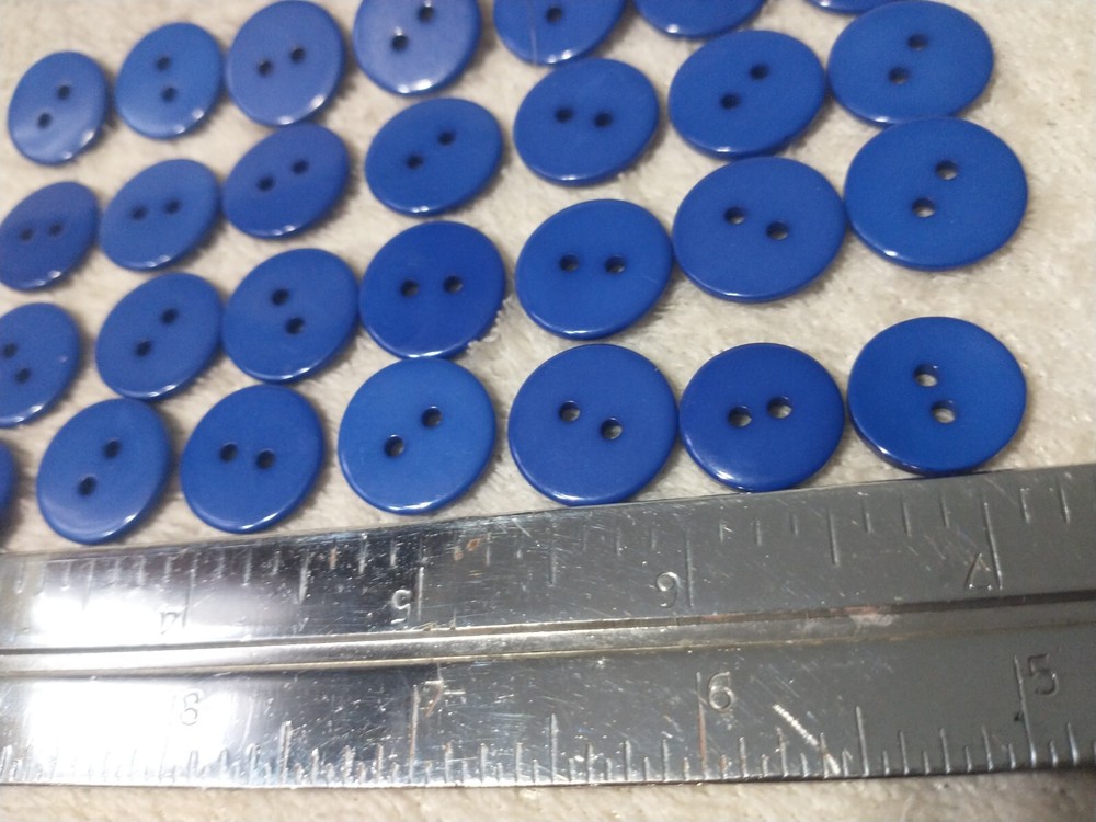28 Blue Plastic 1/2" Buttons Round Two Holed B37