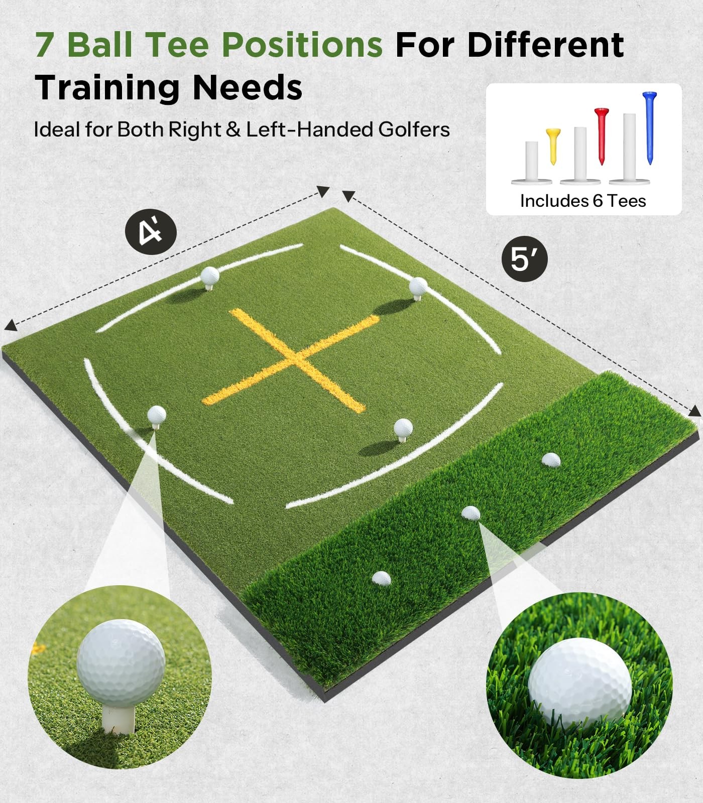 5 x 5 Golf Hitting Mat | Premium Turf for Realistic Practice Experience