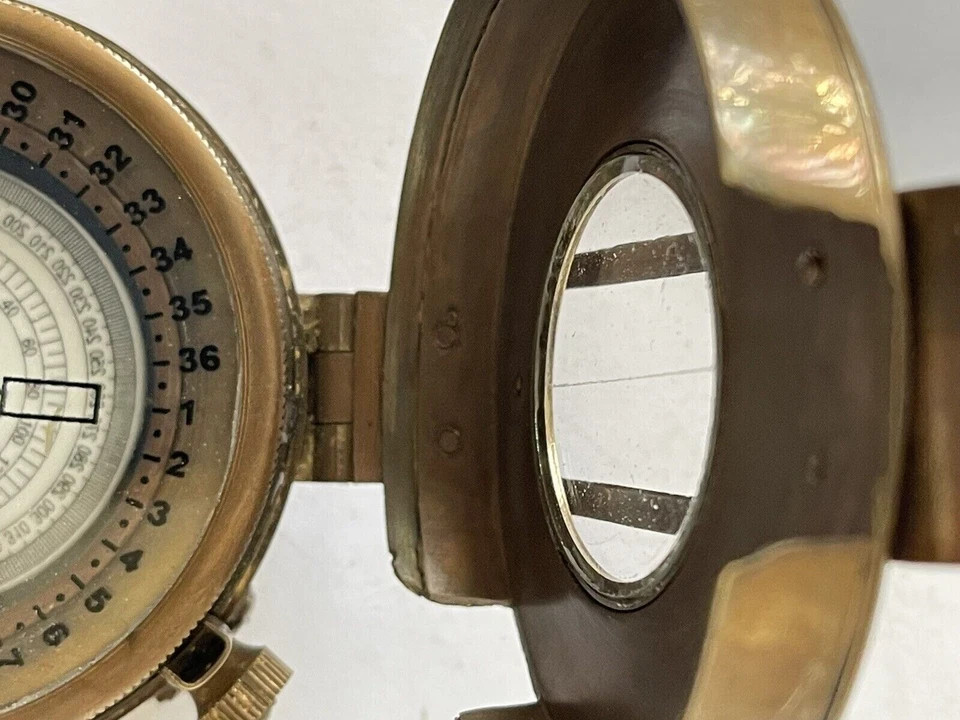 Solid Brass Engineer Survey Prismatic Compass With Leather Case