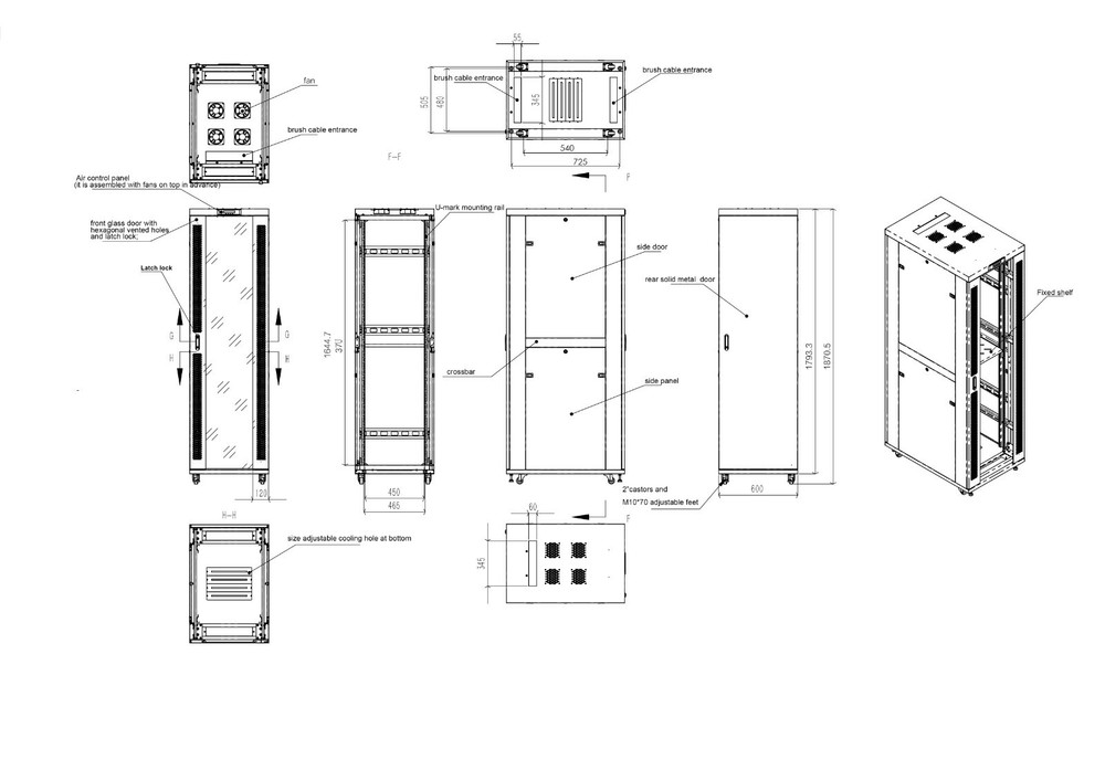 37U Server Rack IT Cabinet Data Network Rack Enclosure - 32-Inch Deep Rack Stand