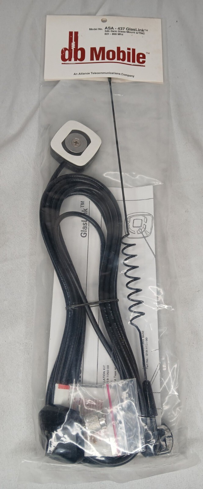 GlasLink Glass Mount Dual Band Cellular UHF Antenna NEW w/ All Mounting Hardware