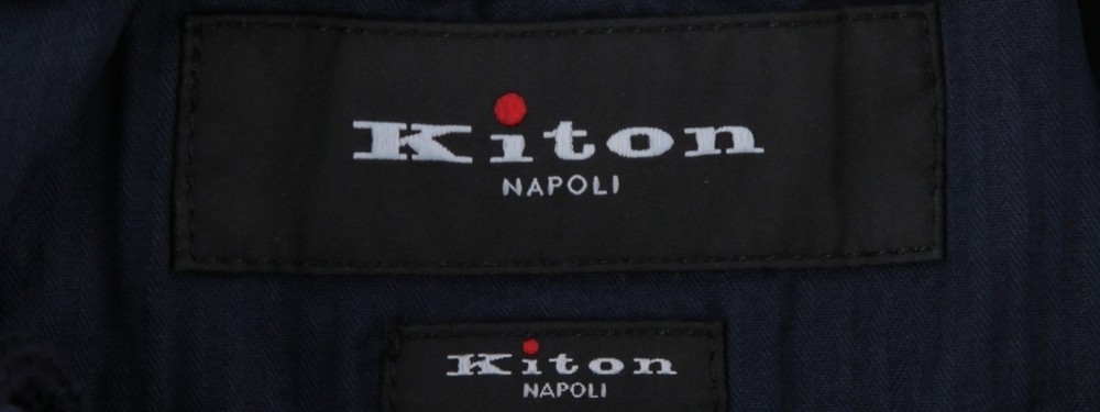 $1150 Kiton Navy Blue Solid Cotton Blend Pants - Slim - (KT828258)