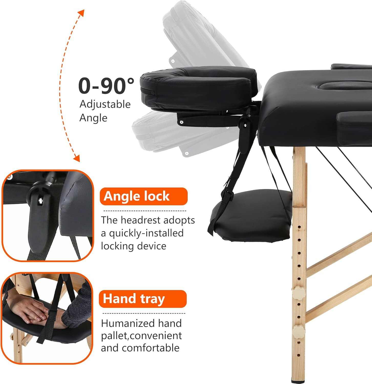 Massage Bed Portable Massage Table 2 Fold Lash Bed Adjustable Salon Bed SpaTable