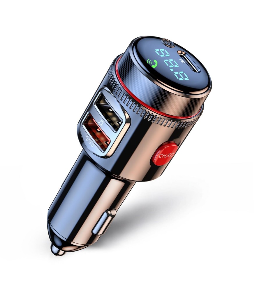Bluetooth 5.4 Car FM Transmitter, Wireless AUX Adapter with USBC PD 30W & QC3...