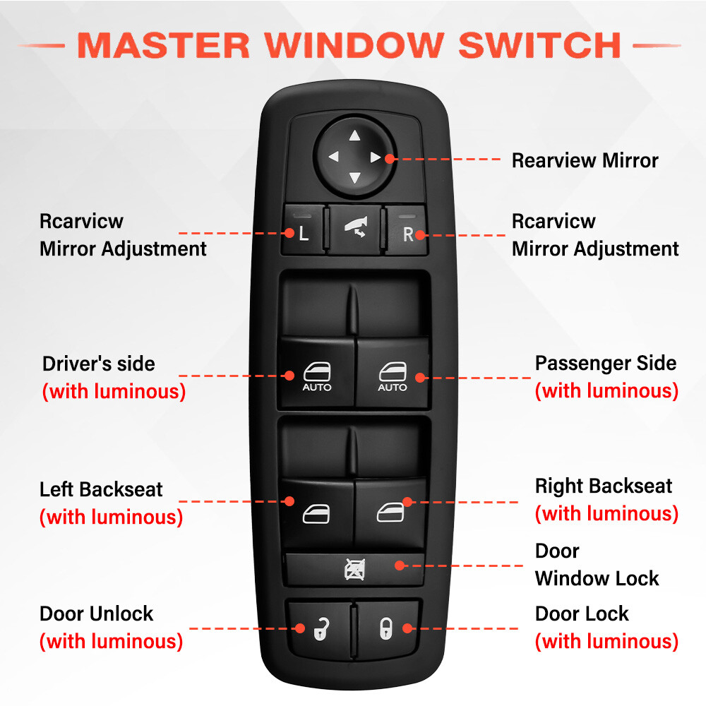 Replacement For 2014-2018 Jeep Grand Cherokee Master Power Window Control Switch