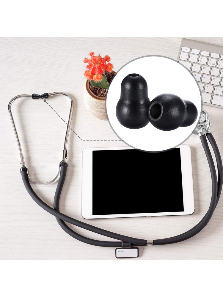 Universal Stethoscope Earpieces - 24 Black Soft Silicone Ear Tips Replacement