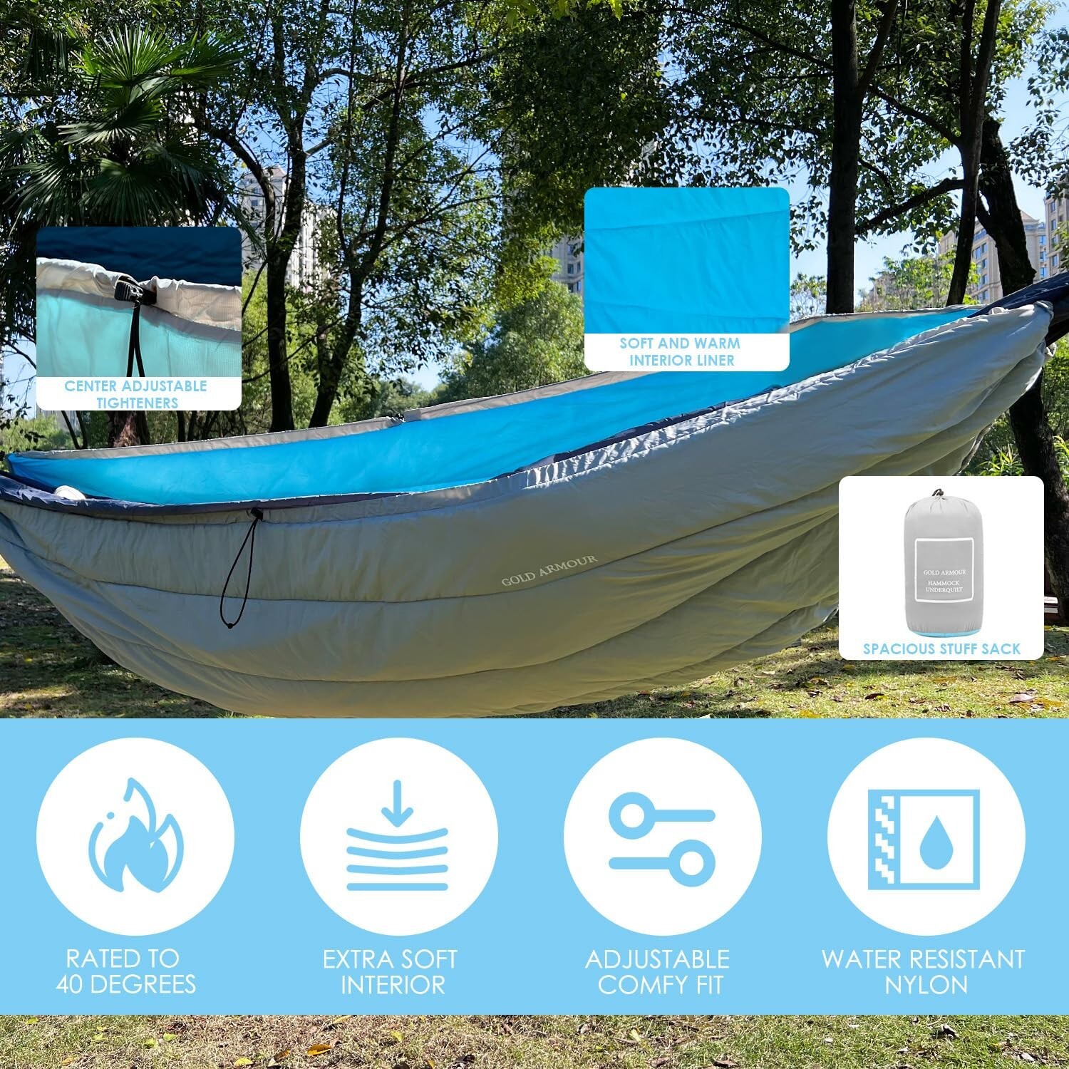 Outdoor Ultralight Camping Hammock Under Quilt Winter Thermal Blanket Underquilt