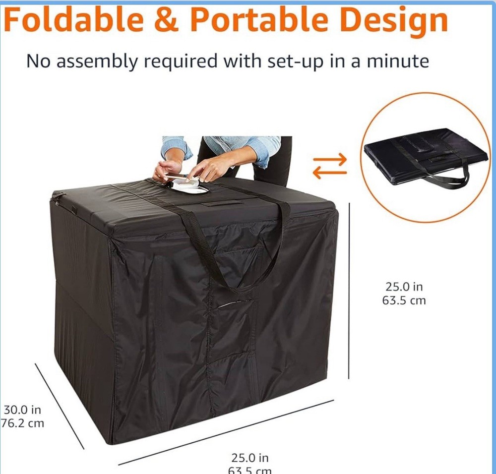 Amazon Basics Portable Foldable Photo Studio Box with LED Light, Black, 25x30x25