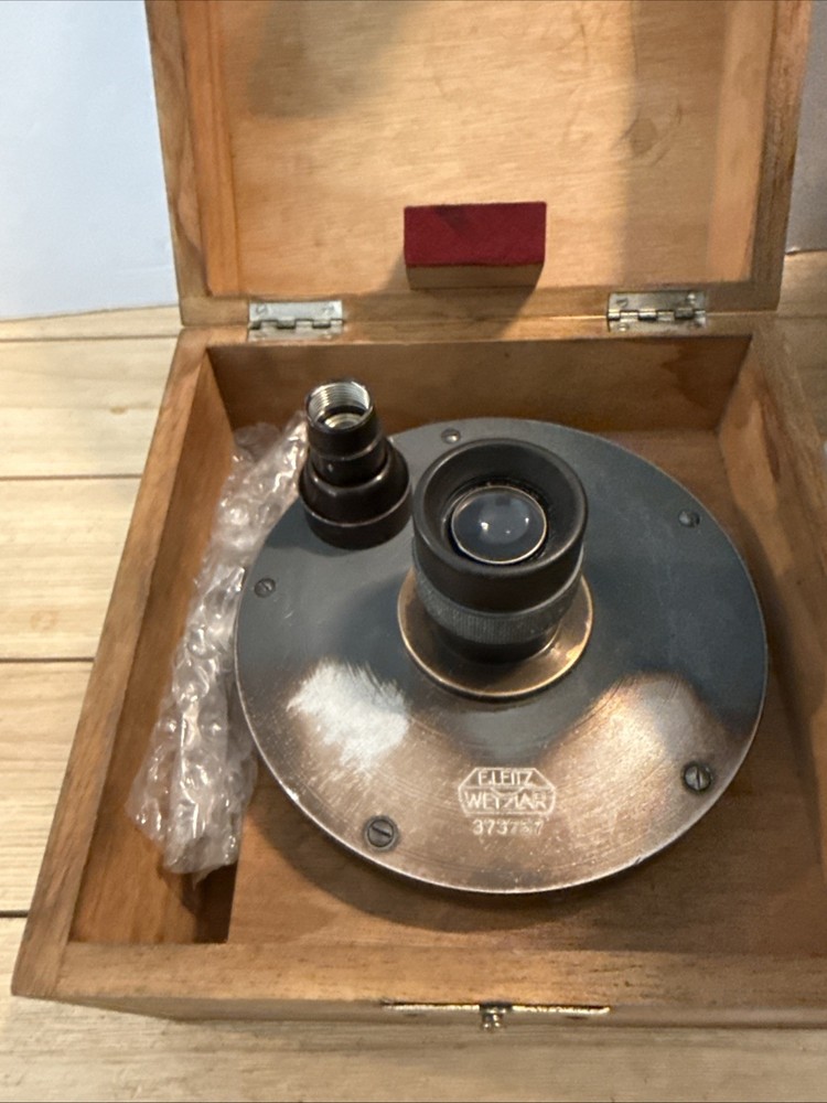 Vintage E. Leitz Wetzlar goniometer head For tool makers microscope 373757 Case
