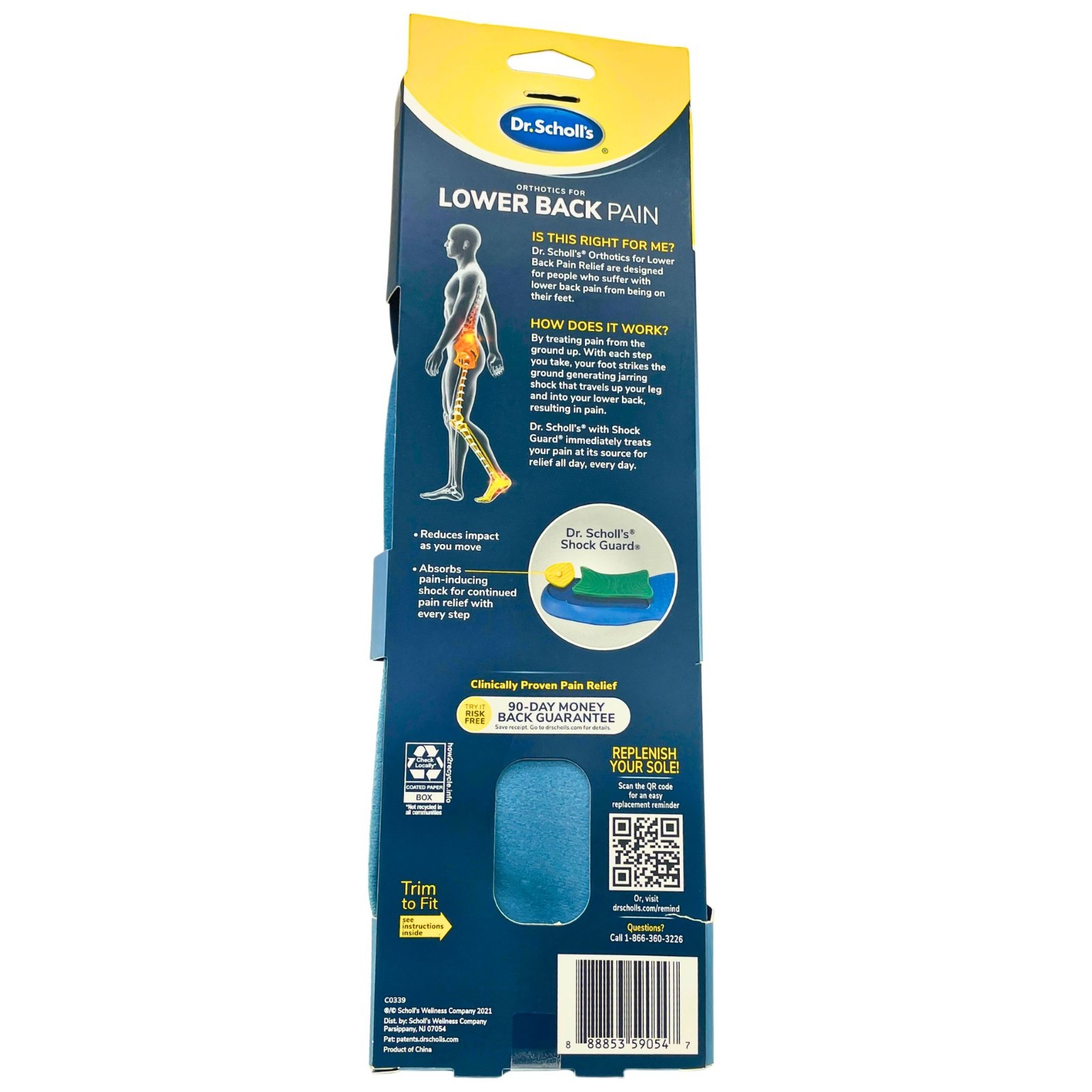 Dr. Scholl’s Lower Back Pain Orthotics Men’s 8–14 1 Pair New