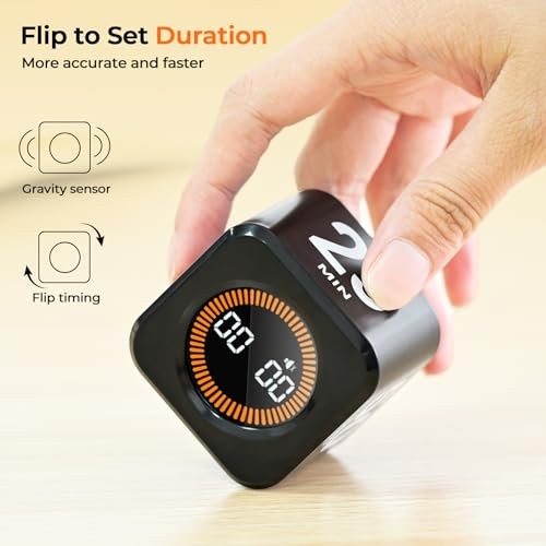 Office Desk Timer Cube, Visual Pomodoro Timer with Gravity, Countdown Black