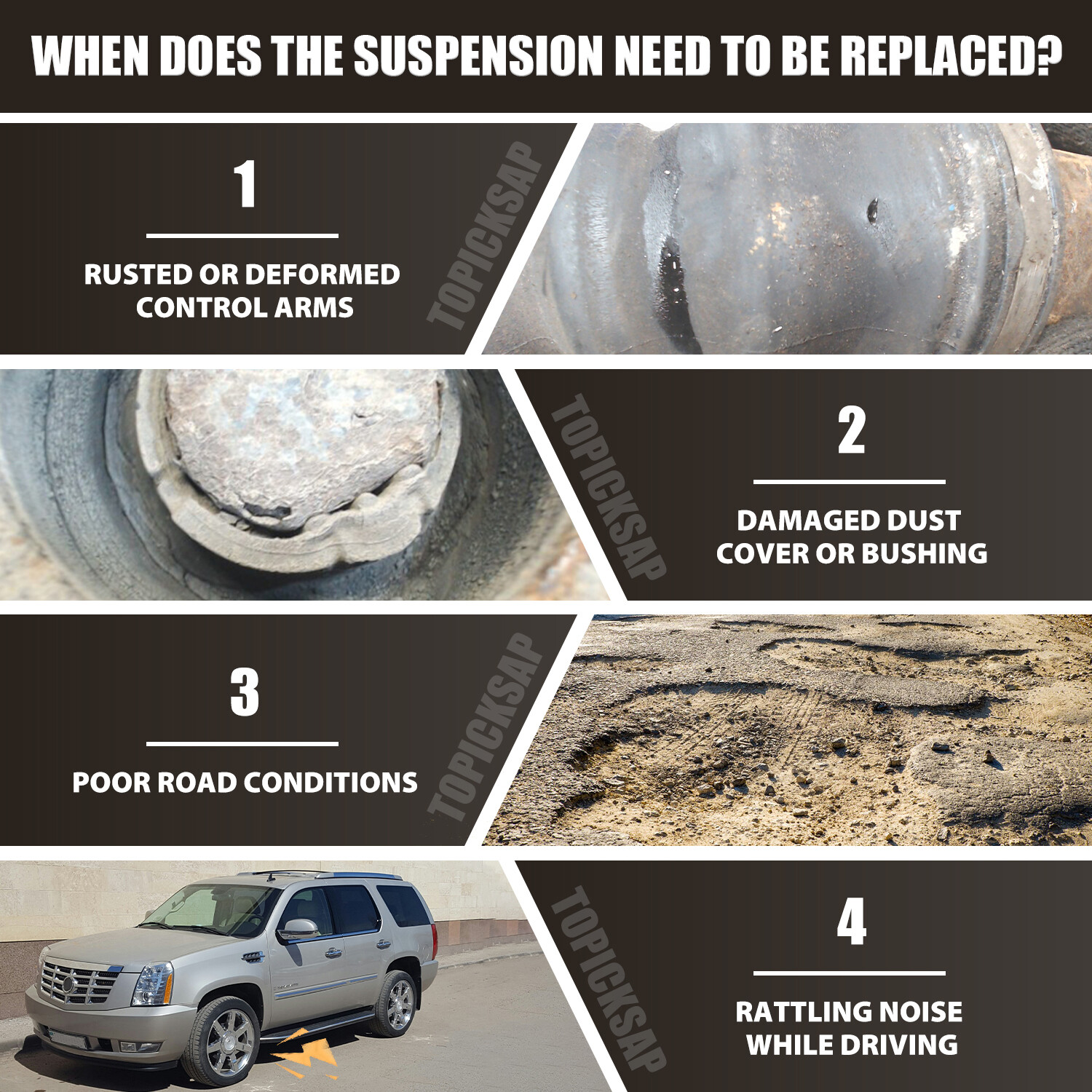 12 Front Upper Lower Control Arm Kit for 2007-2013 Escalade Chevy Silverado GMC