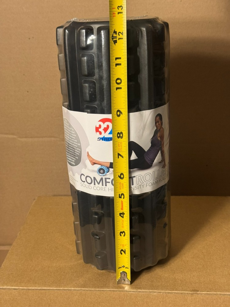 321 Strong Comfort Roller – 12" Solid Core High Density Foam Roller –Black – New
