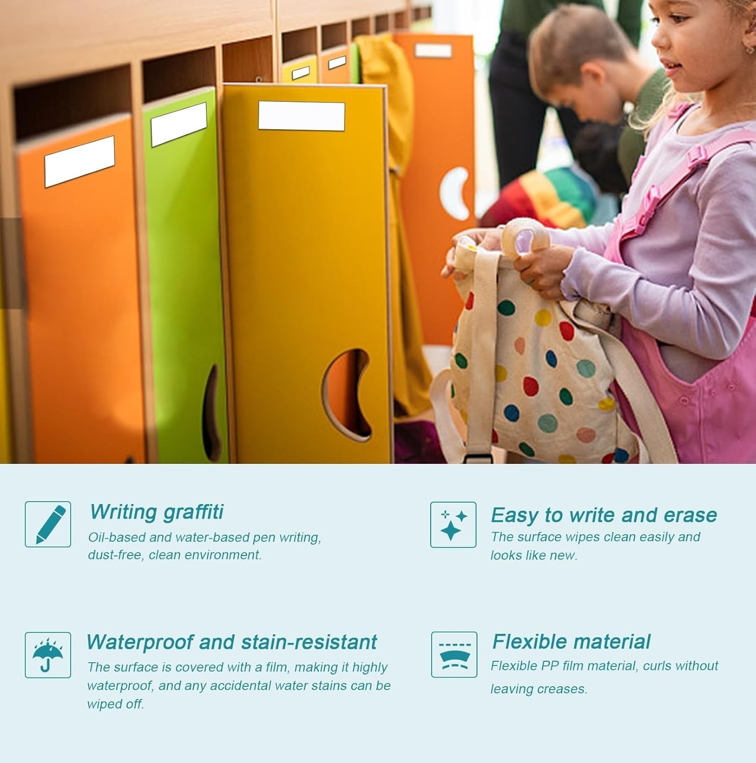 50 Pack Dry Erase Magnetic Labels White Reusable Write On Magnets Sticker, Ma...