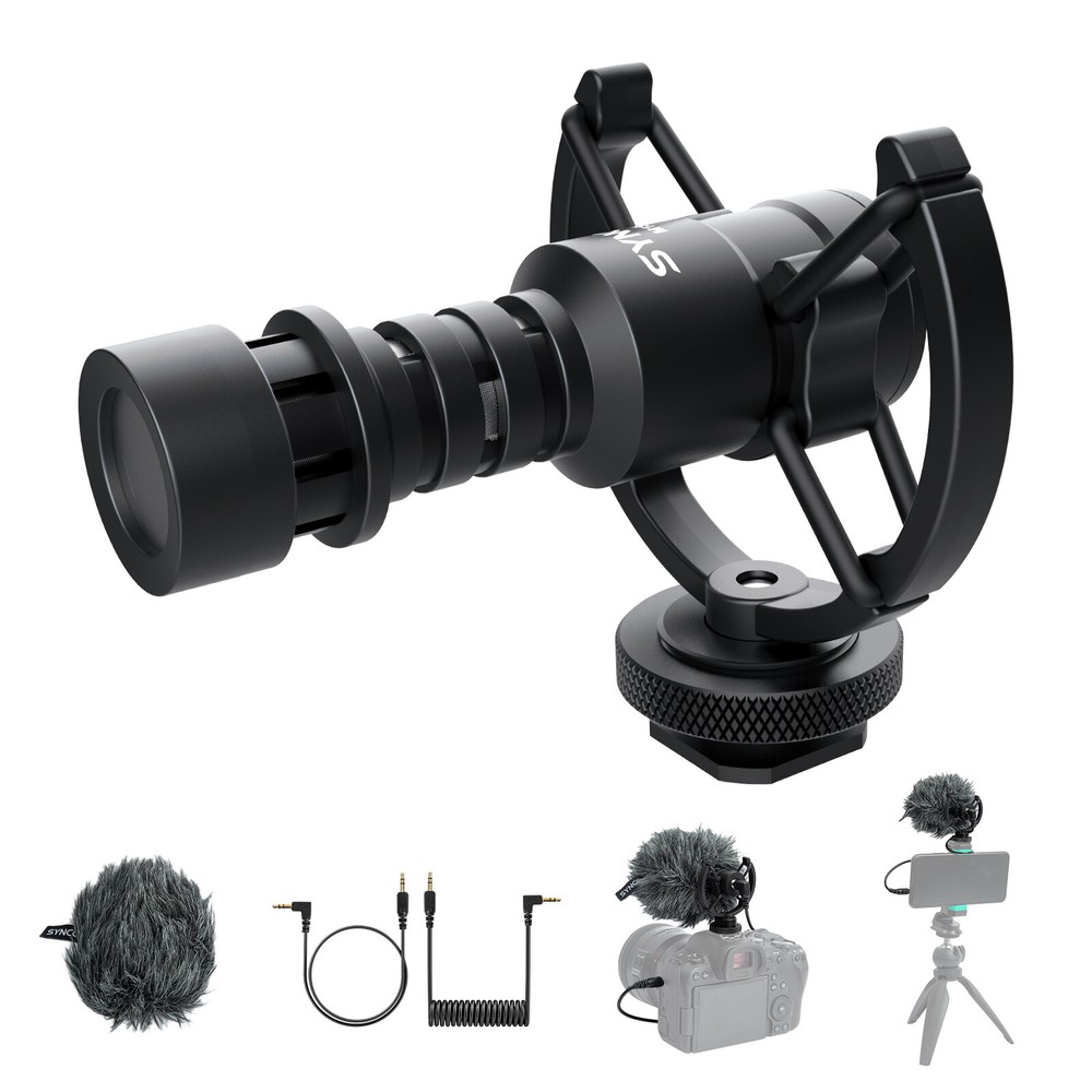 SYNCO Mic-M1S External Video Microphone, For Camera Microphone With Shock Mount