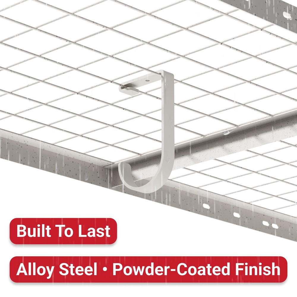 Garage Ceiling Storage Rack Add On Flat Hooks 4 Pack