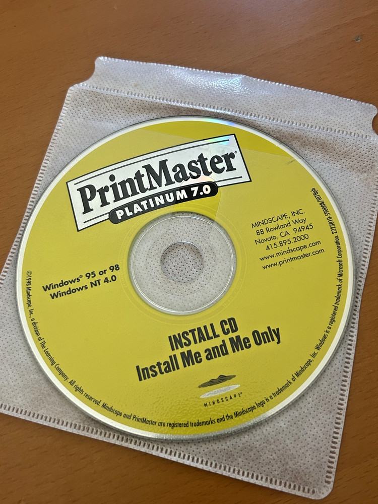 PrintMaster Platinum 7.0 Program CD + PrintMaster Platinum 7.0 Install CD