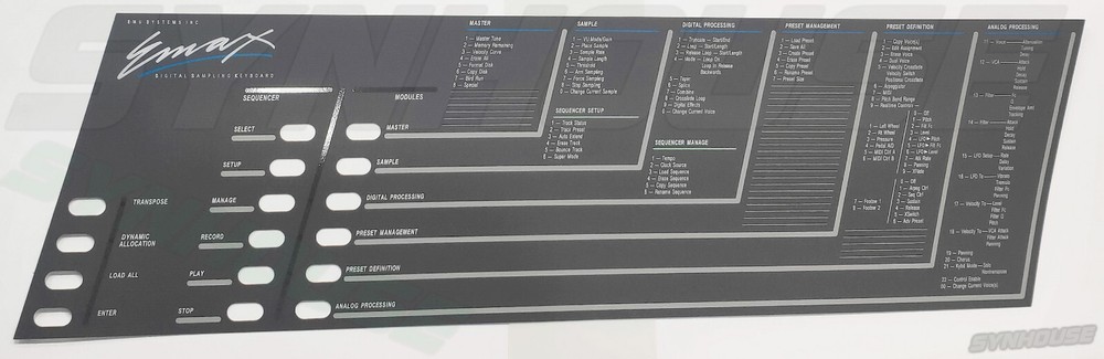 New E-mu Emax Model 1000 Keyboard Replacement Control Panel Overlay - MINT+ NEW!