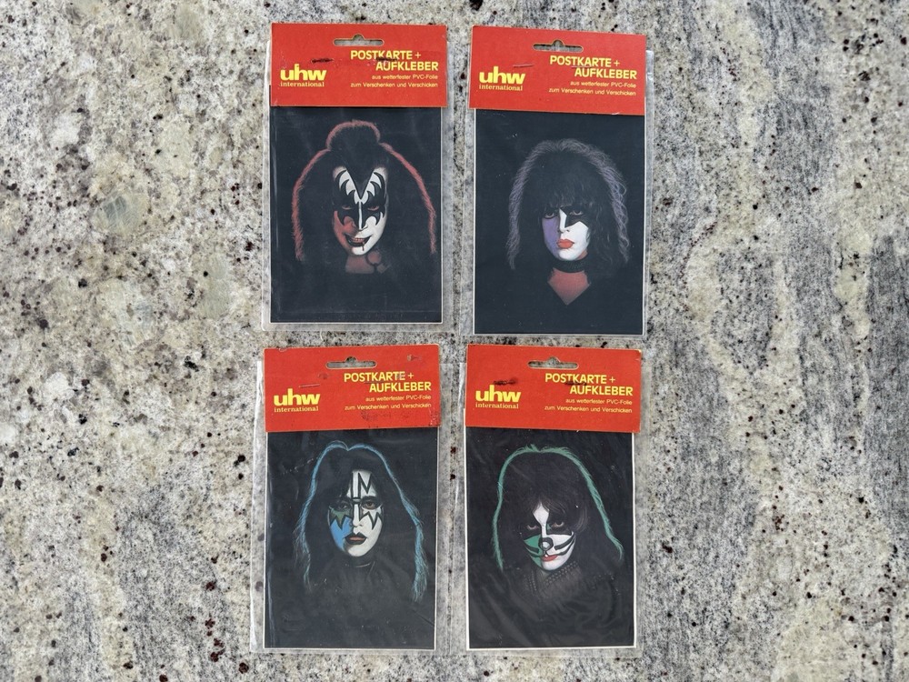 KISS 1979 GERMAN SOLO ALBUMS STICKER SET GENE PAUL ACE PETER AUCOIN VINTAGE RARE