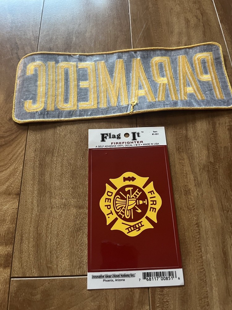 Paramedic large patch and firefighter vinyl decal