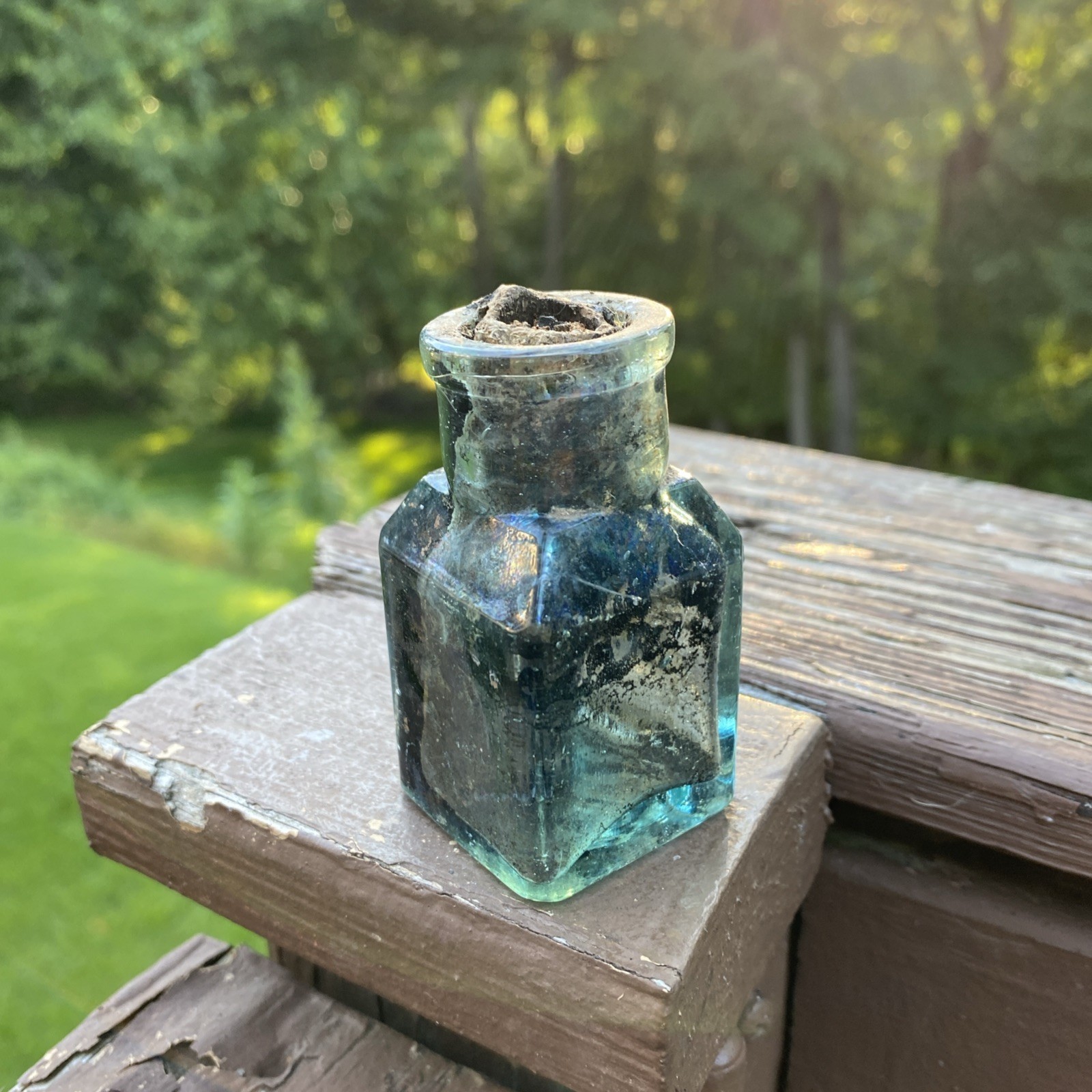 Small Aqua Cathedral Style Bottle Possibly An Ink Or Mucilage