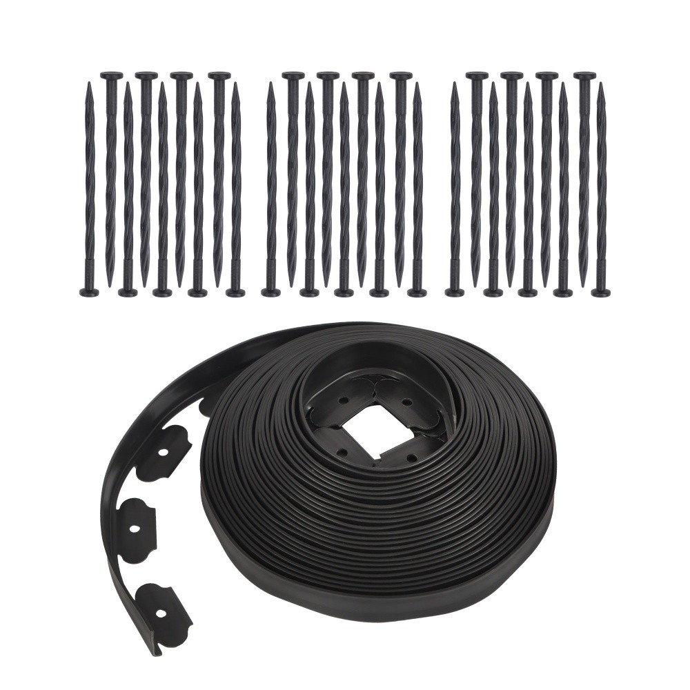 Landscape L-shaped Lawn Garden Edging Kit 60FT Flexible Border Paver & 24 Stakes