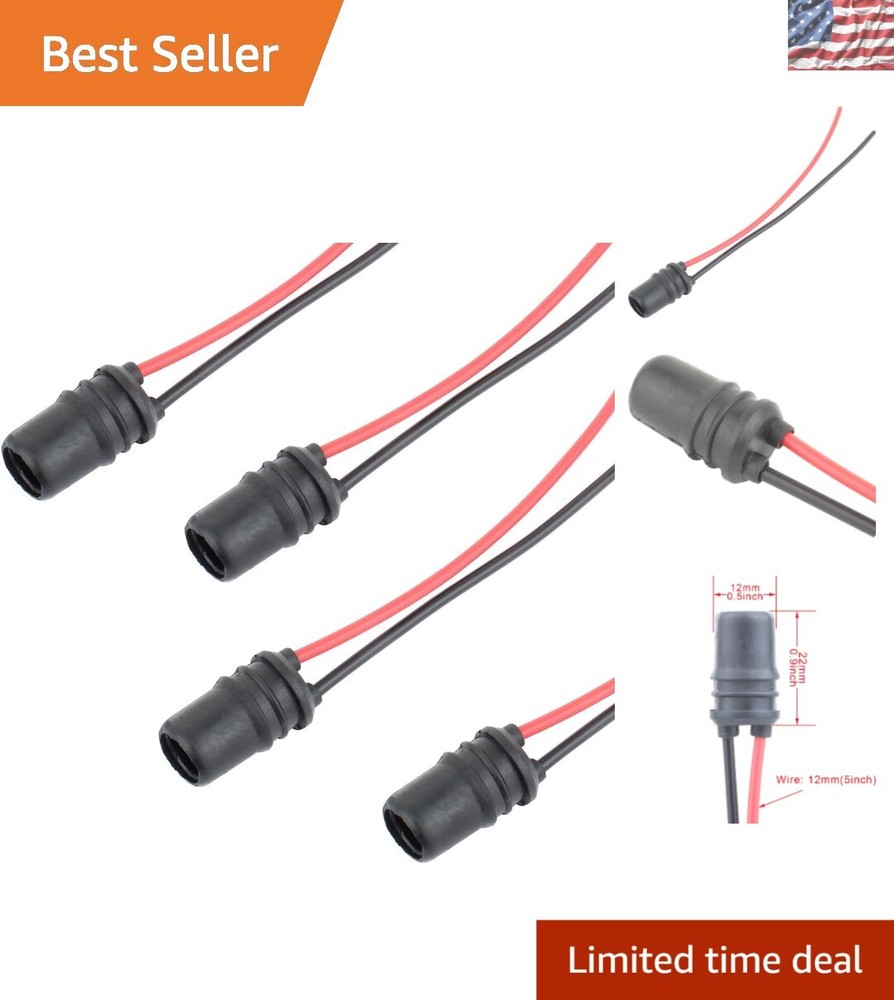 4-Pack T10 LED Pre-Wired Bulb Sockets - Durable, Heat Resistant & Versatile
