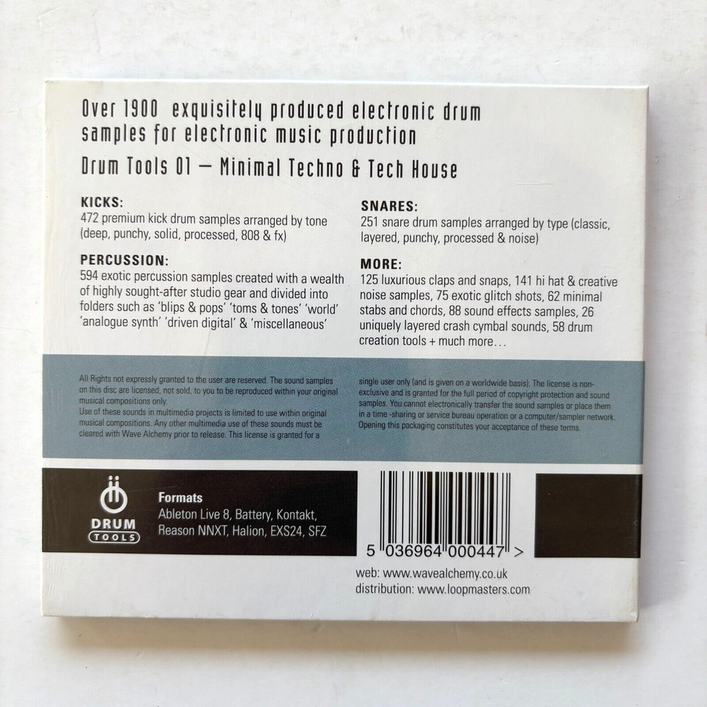 Wave Alchemy Minimal Techno & Tech House Drum Tools Sample CD+DVD - RARE & OOP!